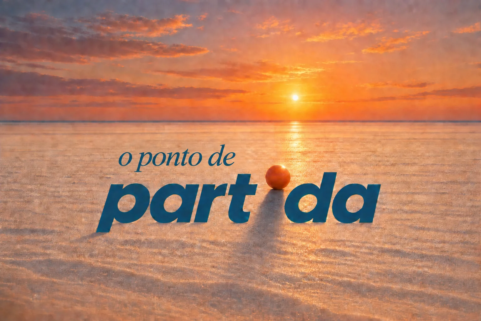 Referência: esfera laranja como ponto e sua sombra alongada para baixo e à esquerda formando a letra i.